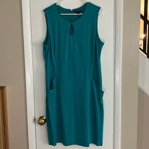 Lands End sleeveless dress, turquoise, size 18.